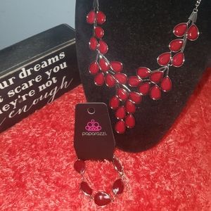 Red Necklace and Bracelet Set